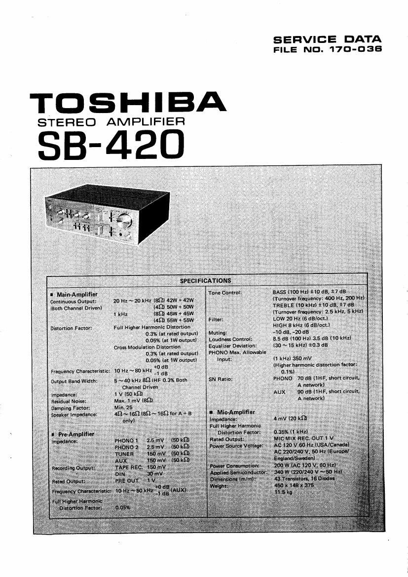 Toshiba SB 420 Service Manual