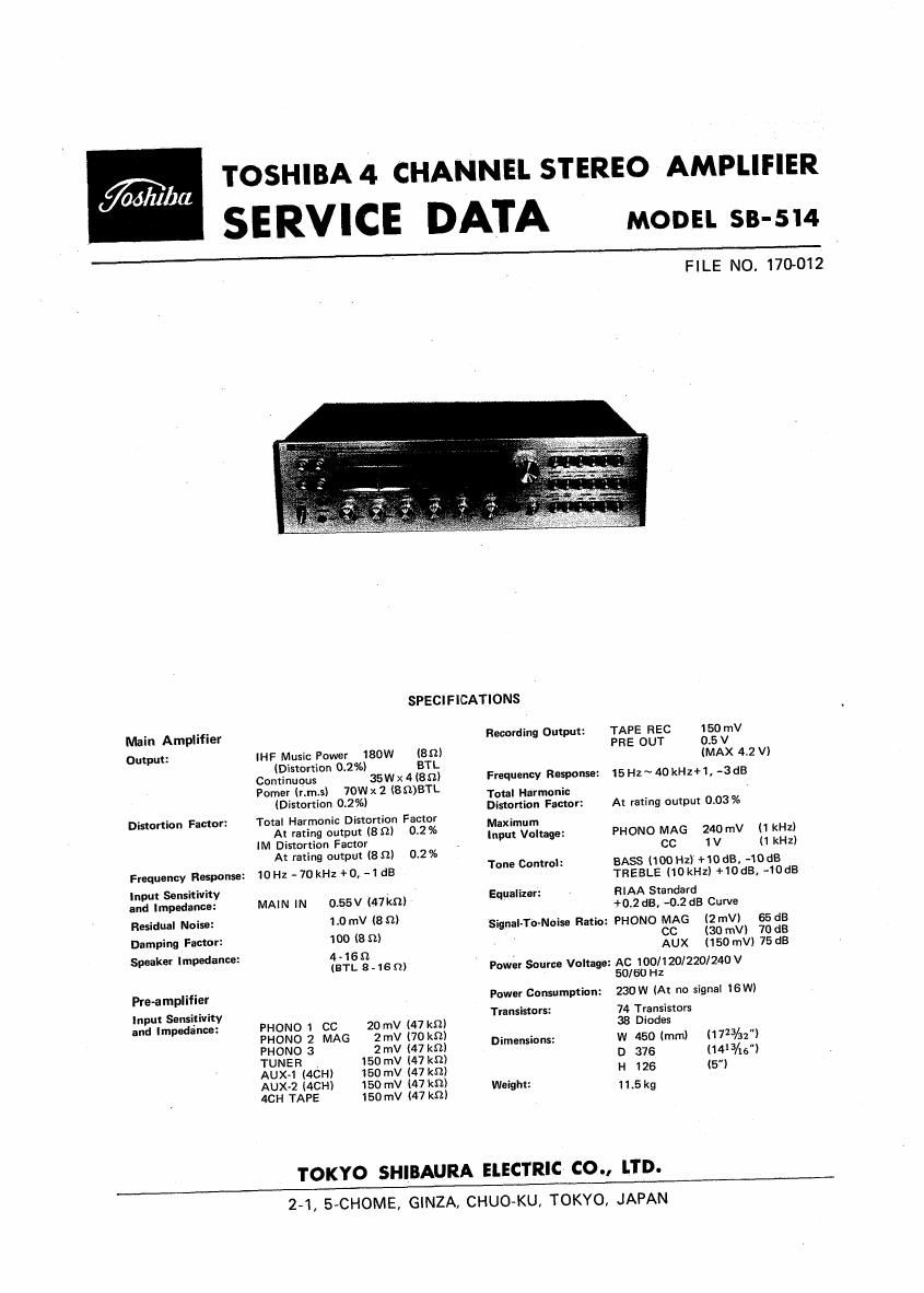 Toshiba SB 514 Service Manual