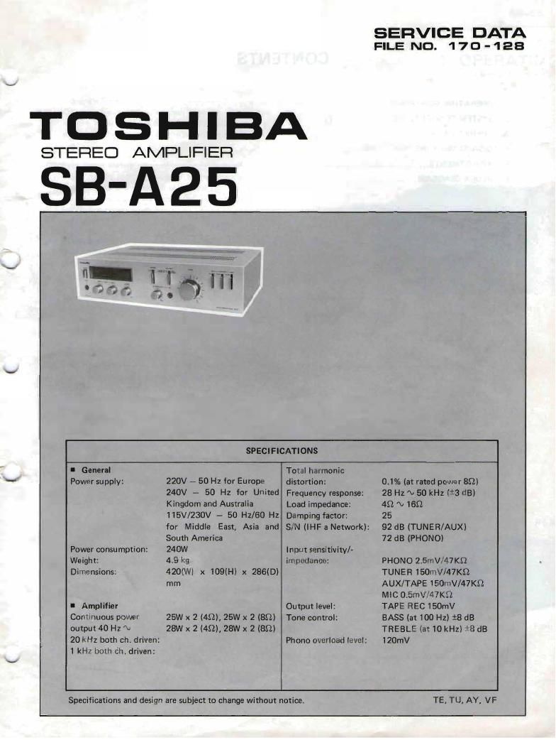 Toshiba SB A25 Service Manual