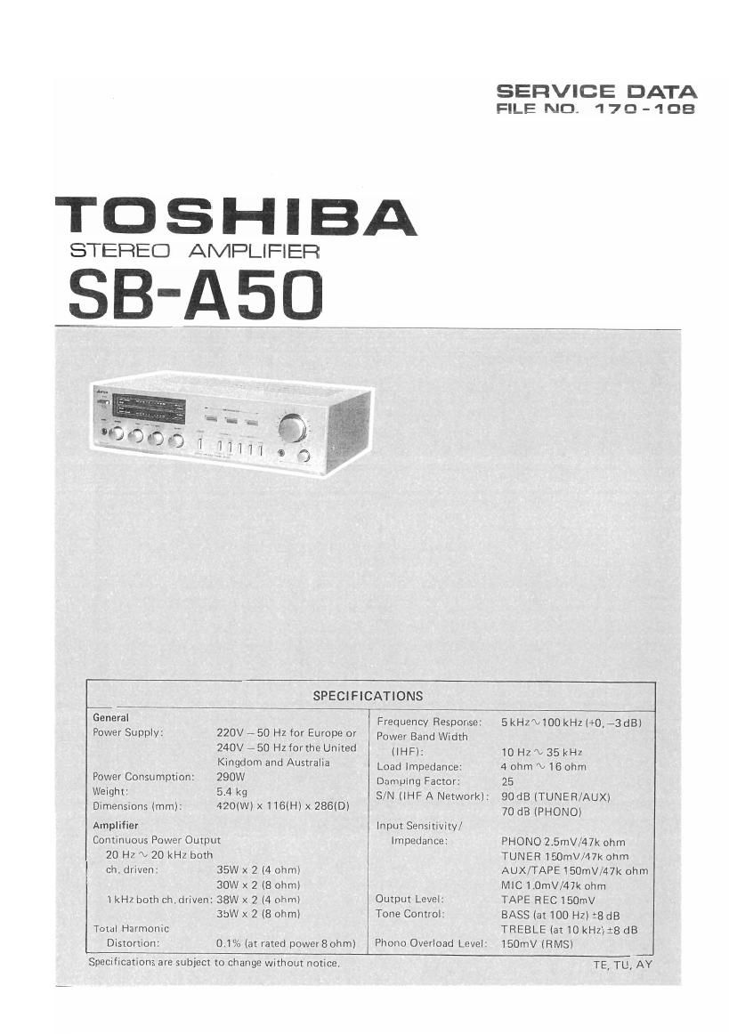 Toshiba SB A50 Service Manual