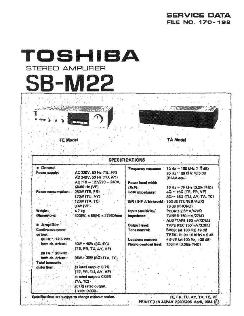 Toshiba SB M22 Service Manual