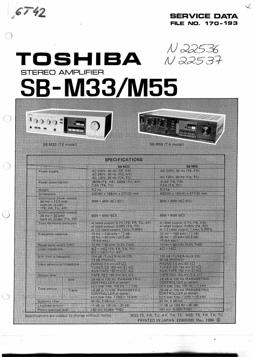 Toshiba SB M33 Service Manual