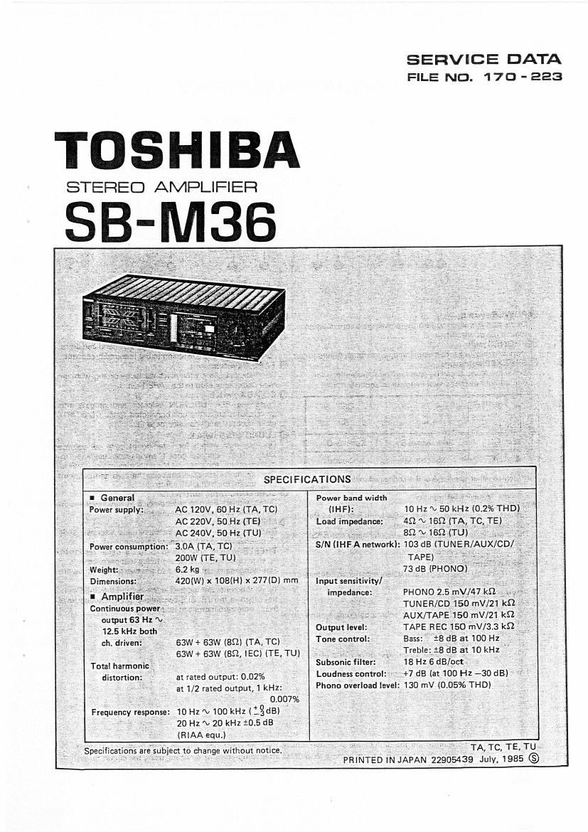 Toshiba SB M36 Service Manual