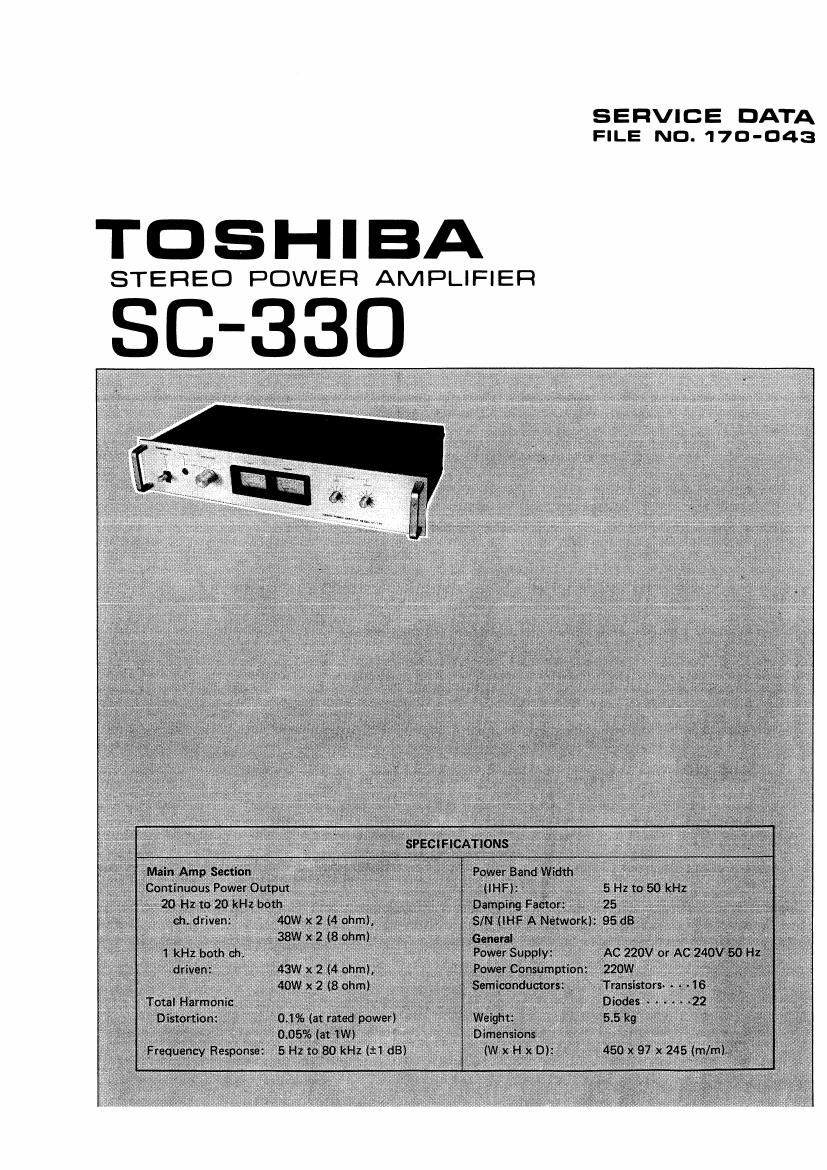 Toshiba SC 330 Service Manual