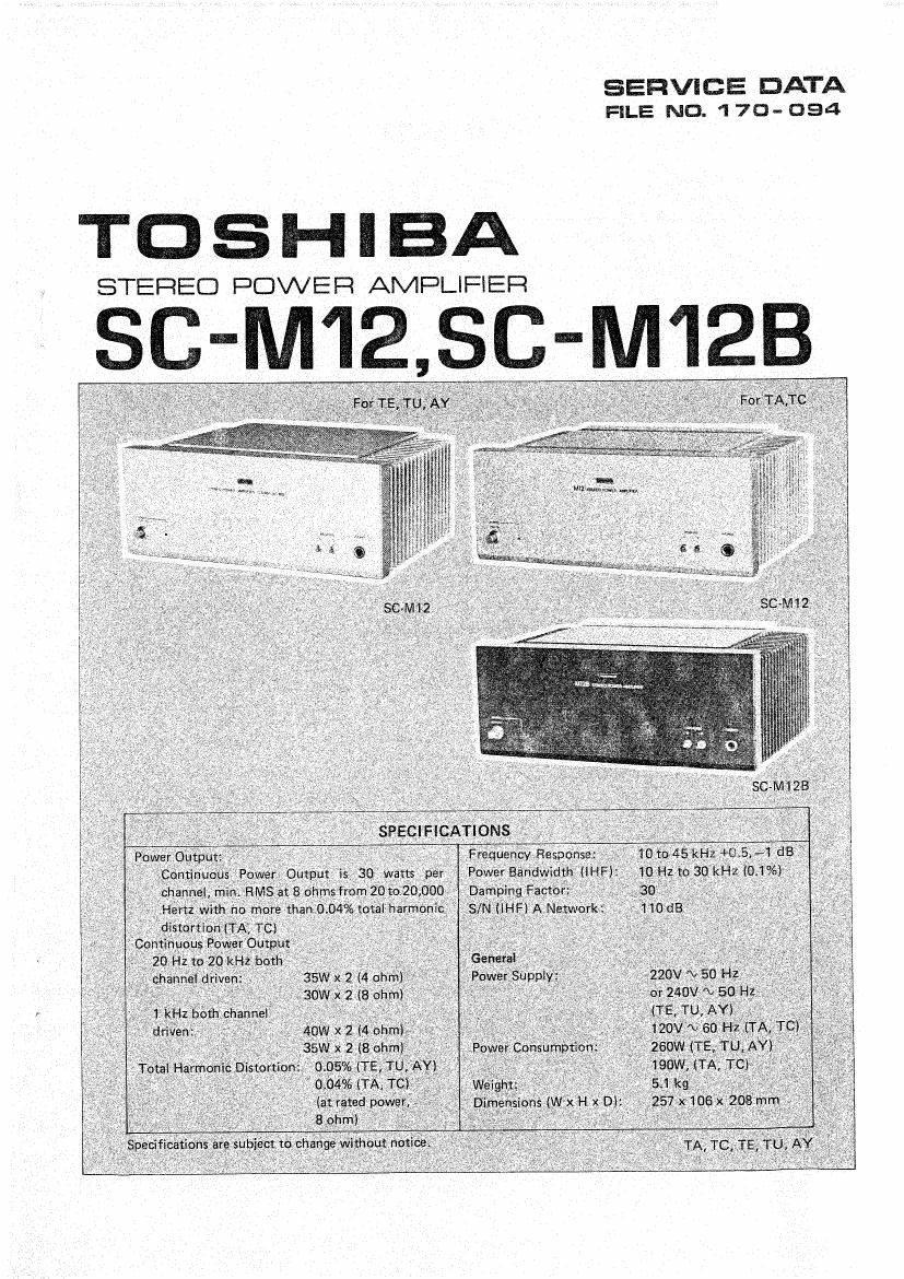 Toshiba SC M12 Service Manual