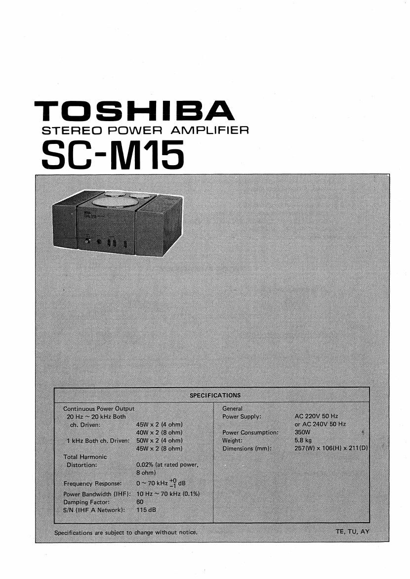 Toshiba SC M15 Service Manual