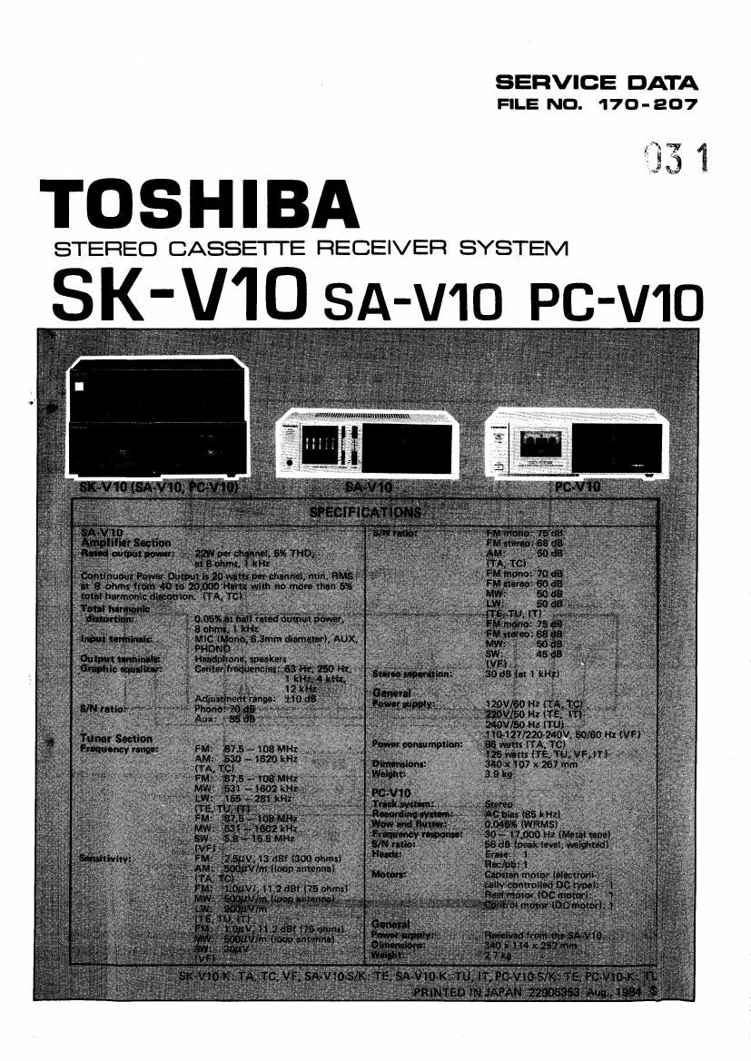 Toshiba SK V10 Service Manual