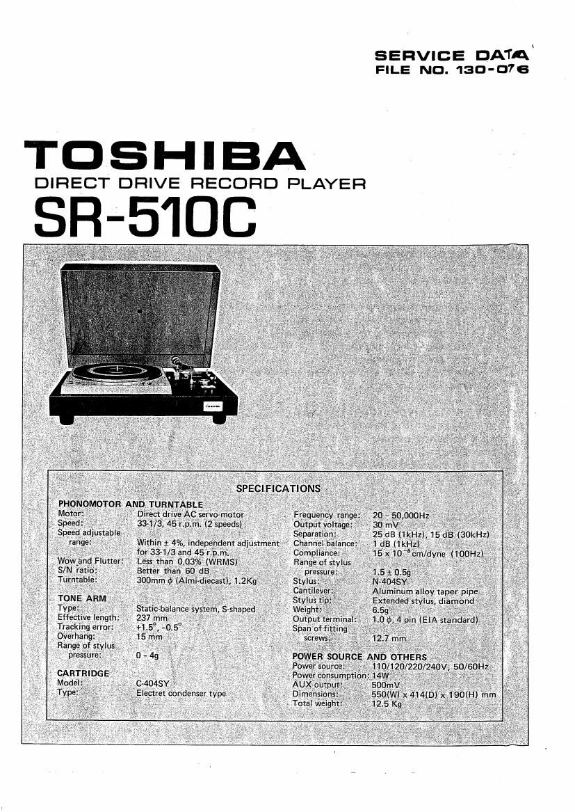 Toshiba SR 510C Service Manual