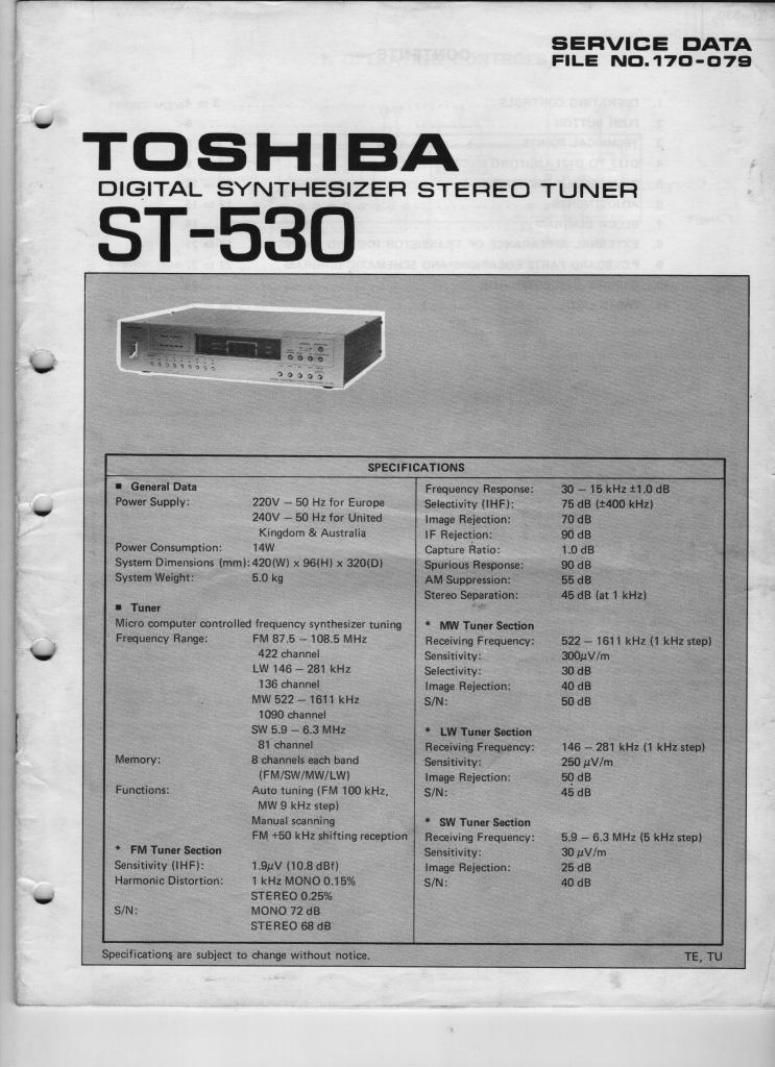 Toshiba ST 530 Service Manual
