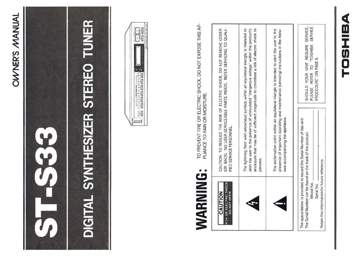 Toshiba ST S33 Owners Manual