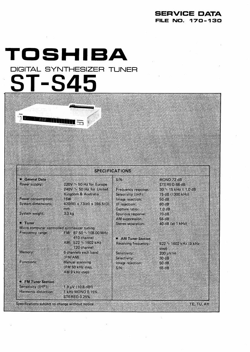 Toshiba ST S45 Service Manual