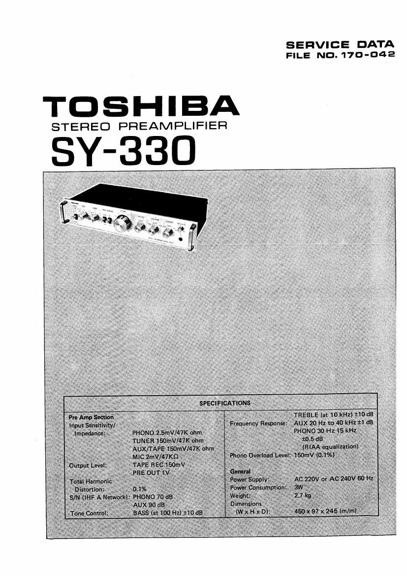 Toshiba SY 330 Service Manual