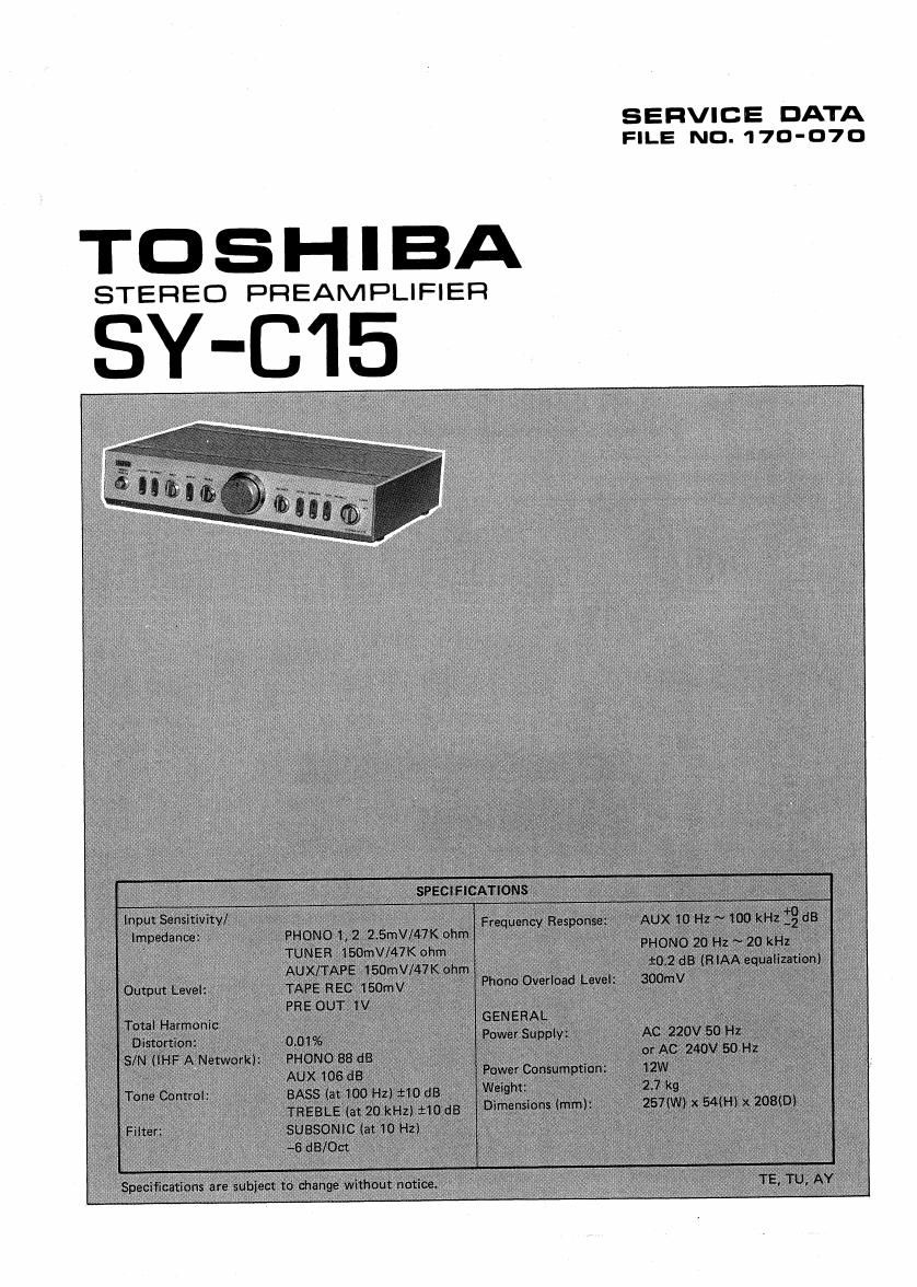 Toshiba SY C15 Service Manual