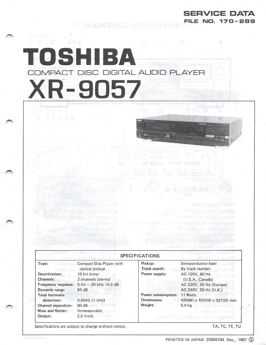 Toshiba XR 9057 Service Manual