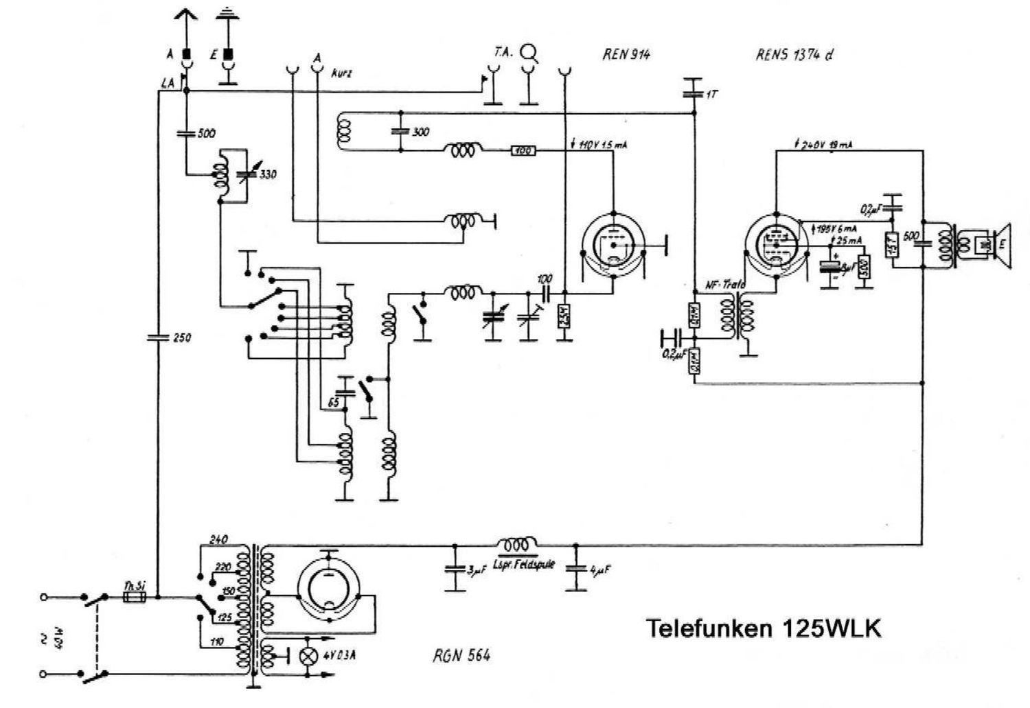 Telefunken 125 WLK Schematic
