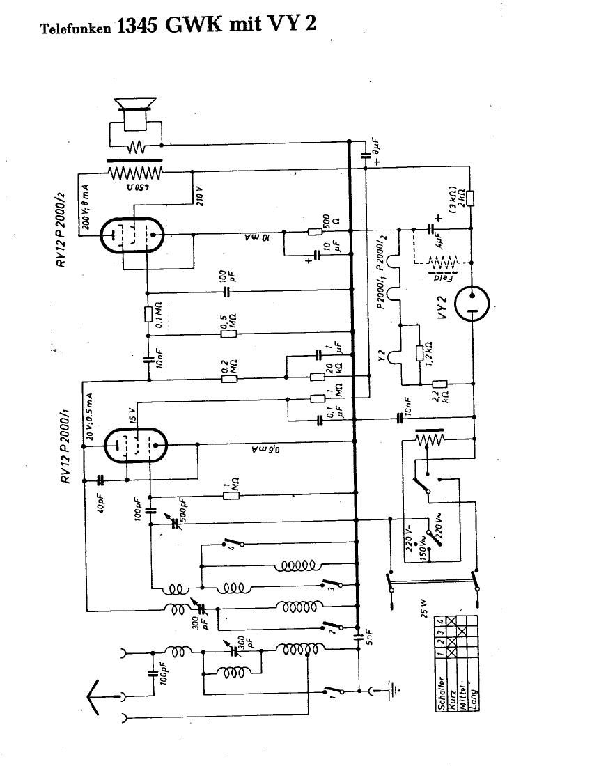 Telefunken 1345 GWK mit VY2 Schematic