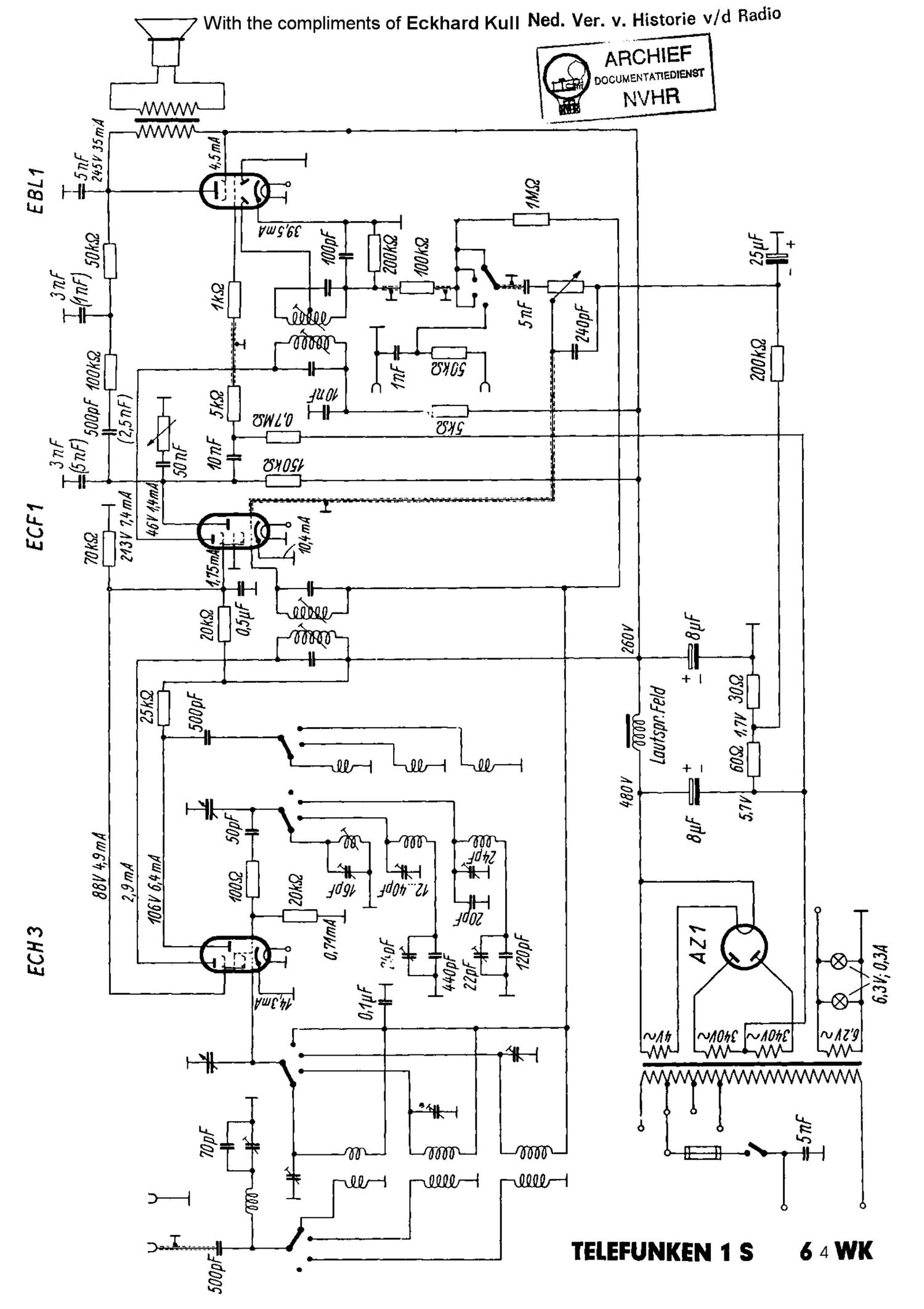 Telefunken 1S 65 WK Schematic