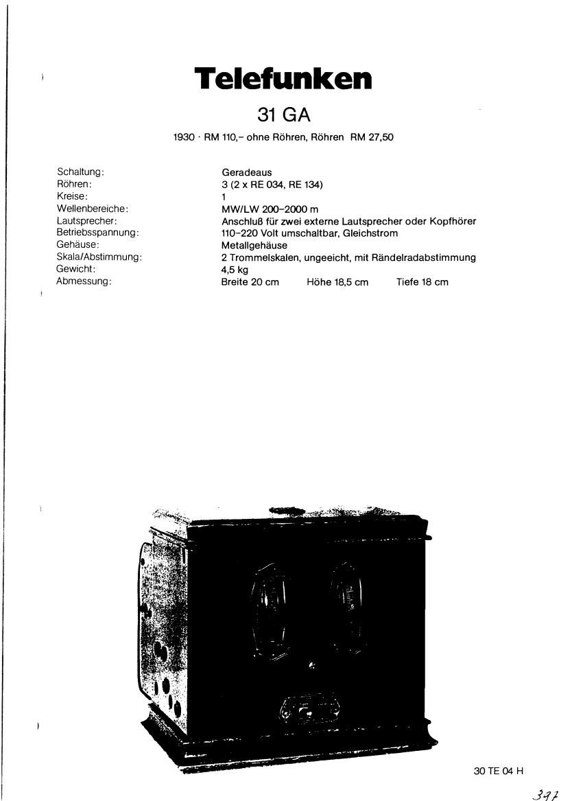 Telefunken 31 GA Schematic