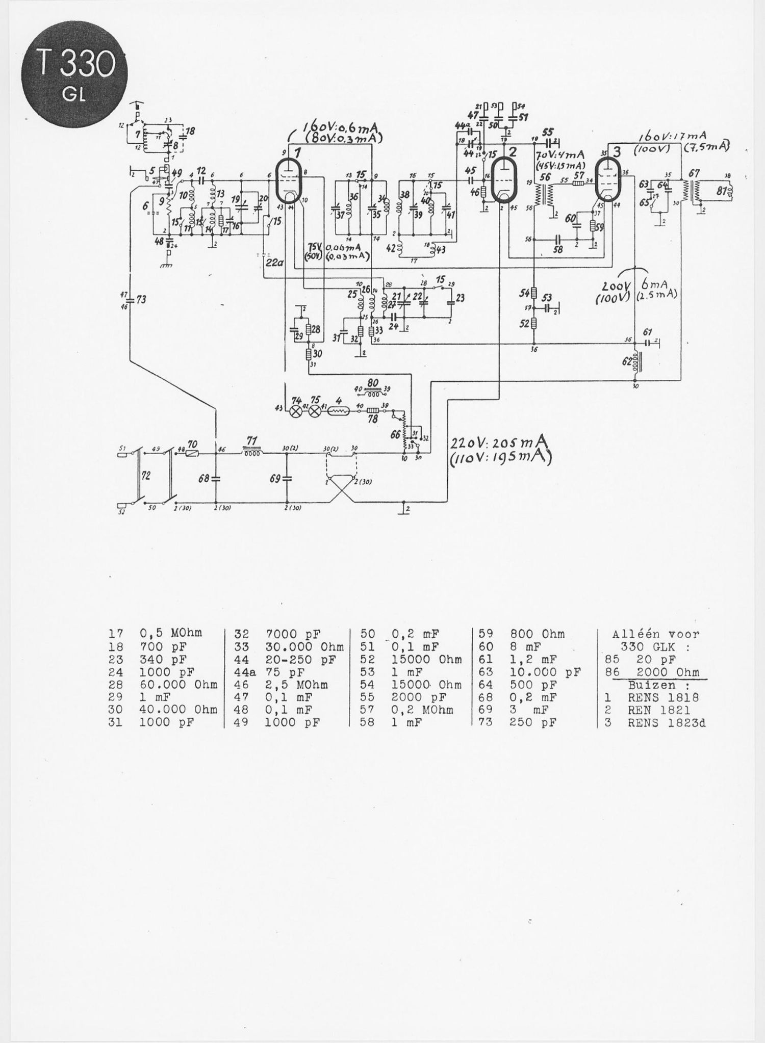 Telefunken 330 GL Schematic