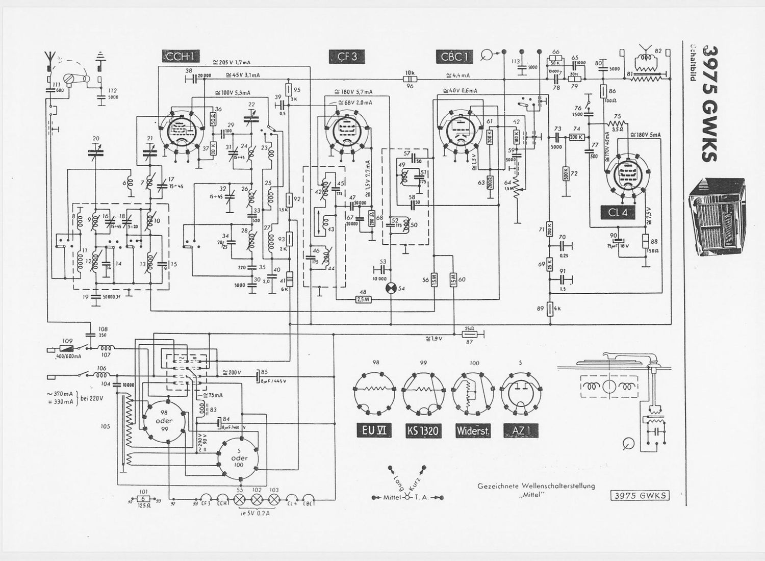 Telefunken 3975 GWKS Schematic