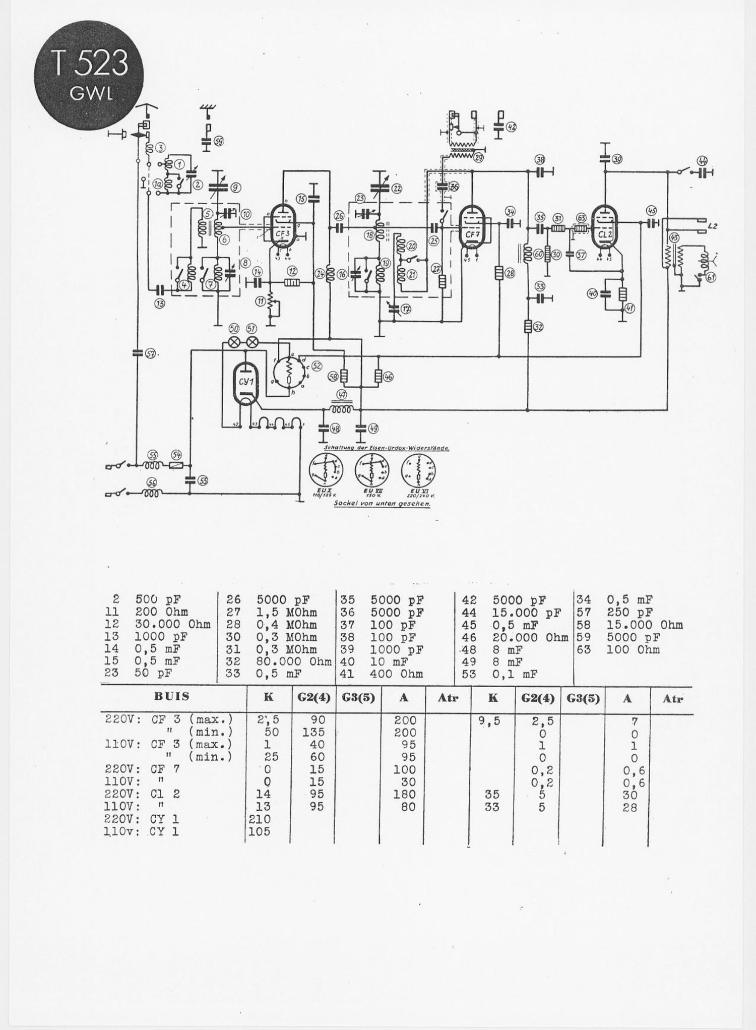 Telefunken 523 GWL Schematic