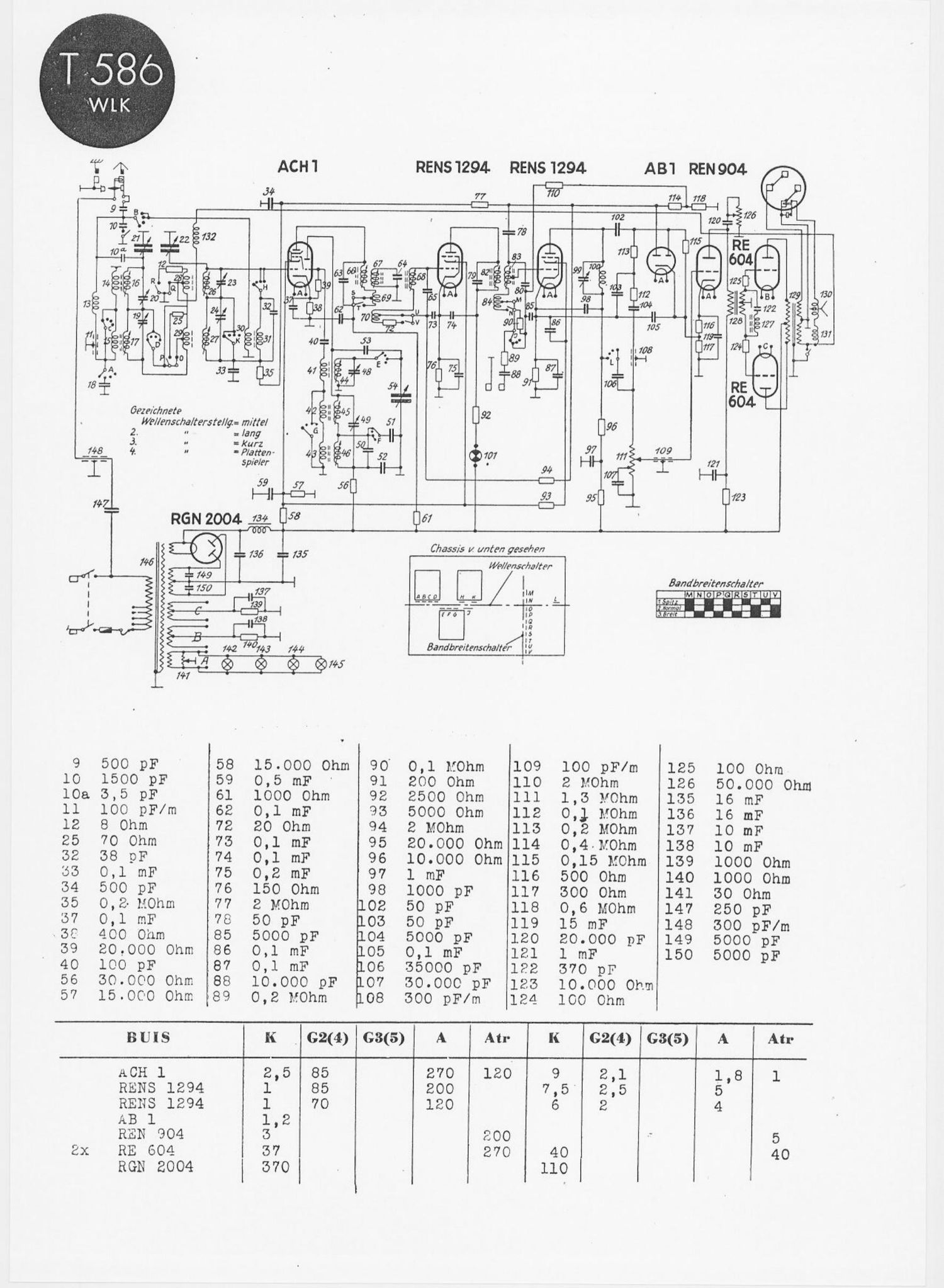 Telefunken 586 WLK Schematic 2