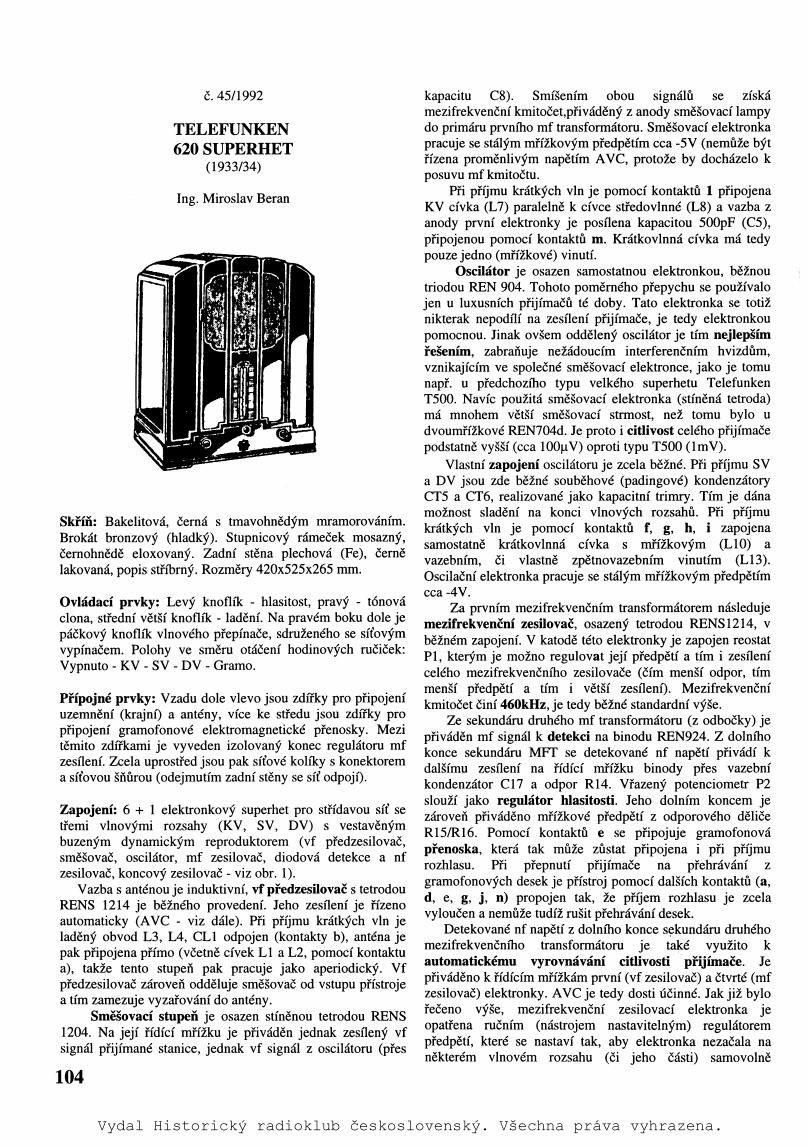 Telefunken 620 Schematic