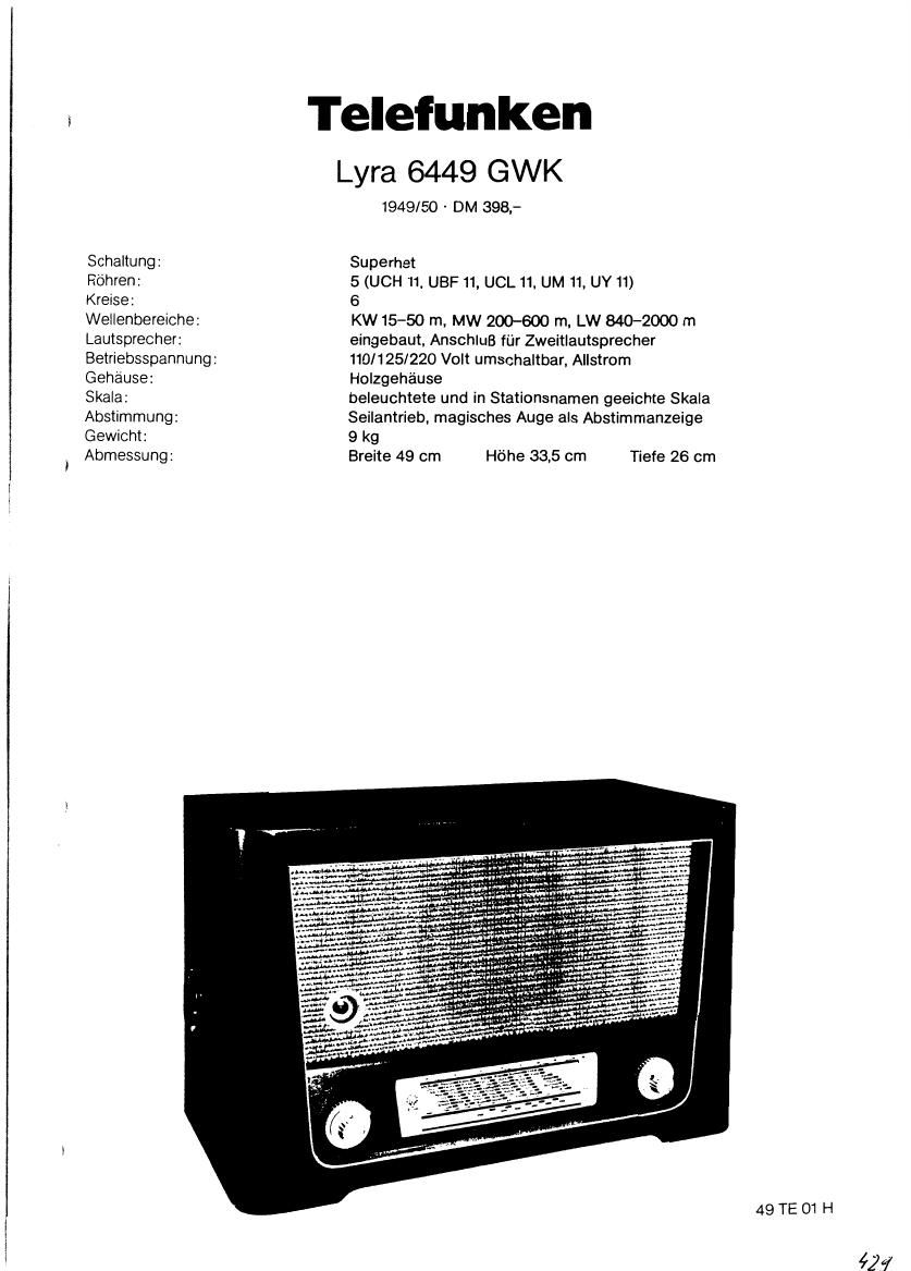 Telefunken 6449 GWK Schematic