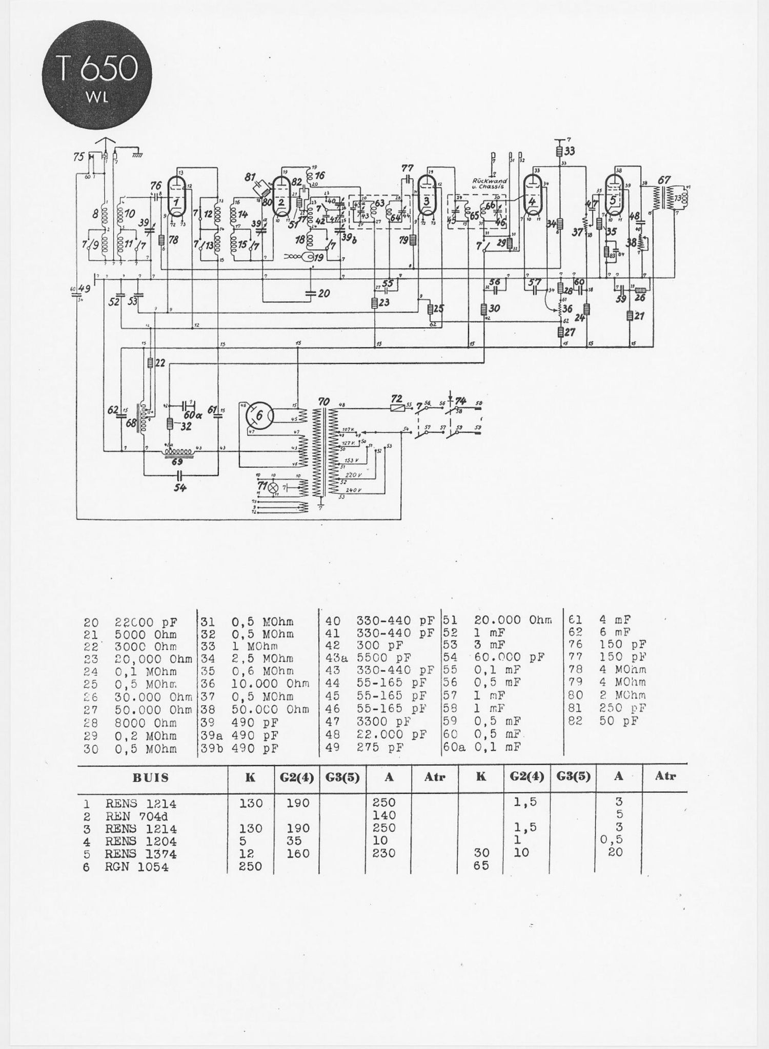 Telefunken 650 WL Schematic