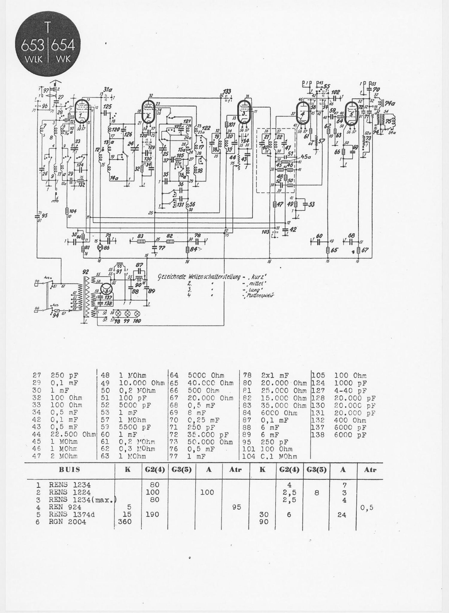 Telefunken 653 WLK Schematic