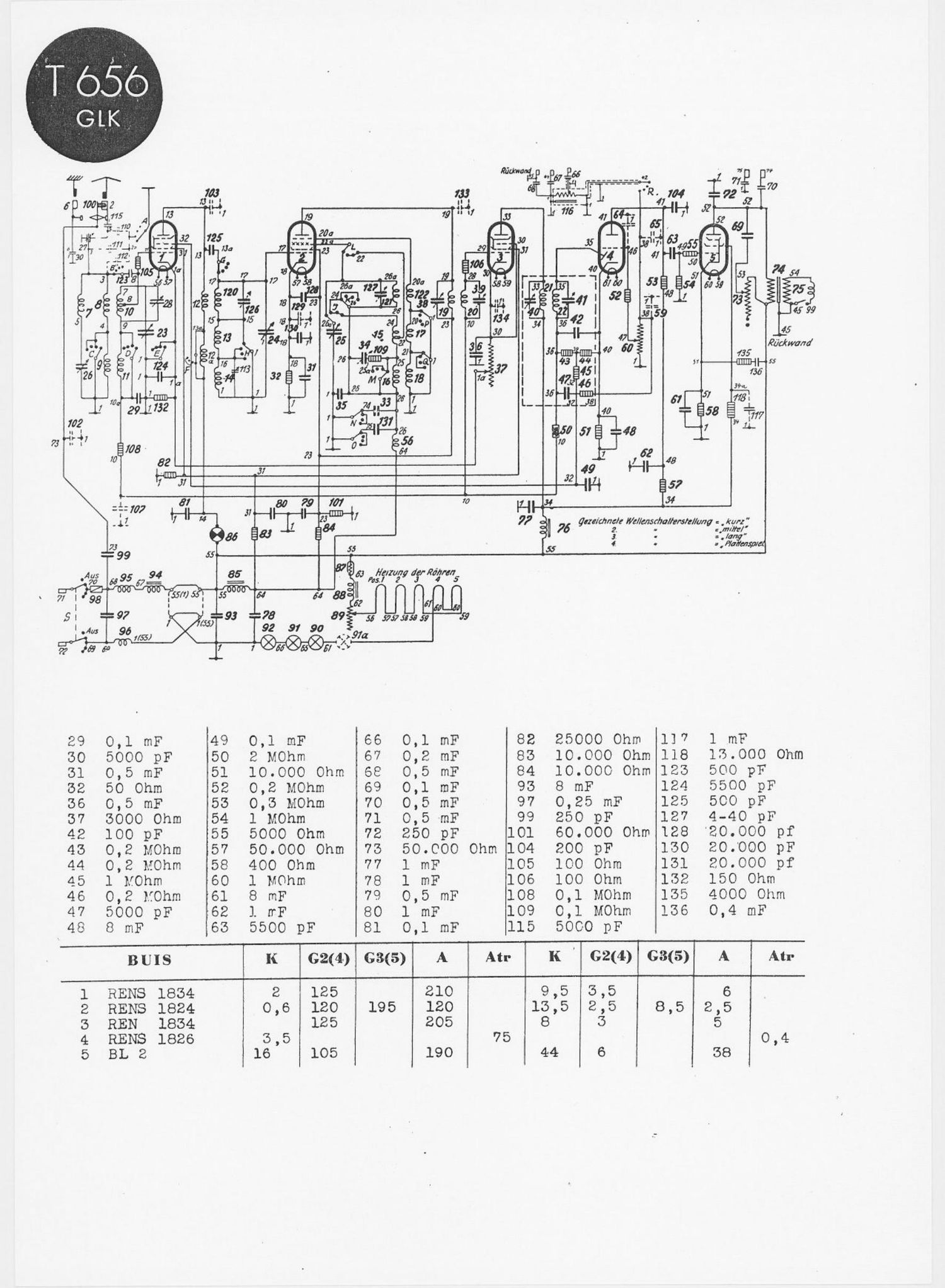 Telefunken 656 GLK Schematic