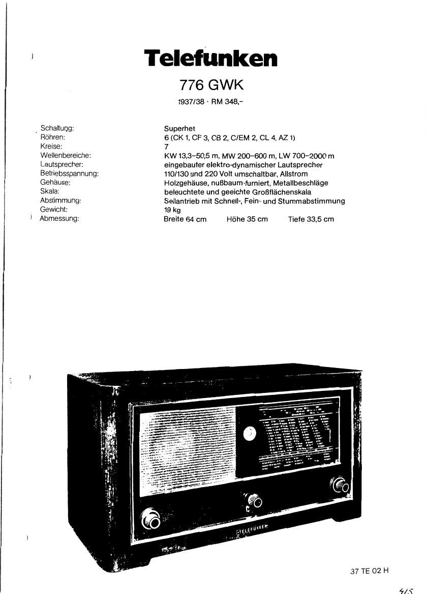 Telefunken 776 GWK Schematic 2