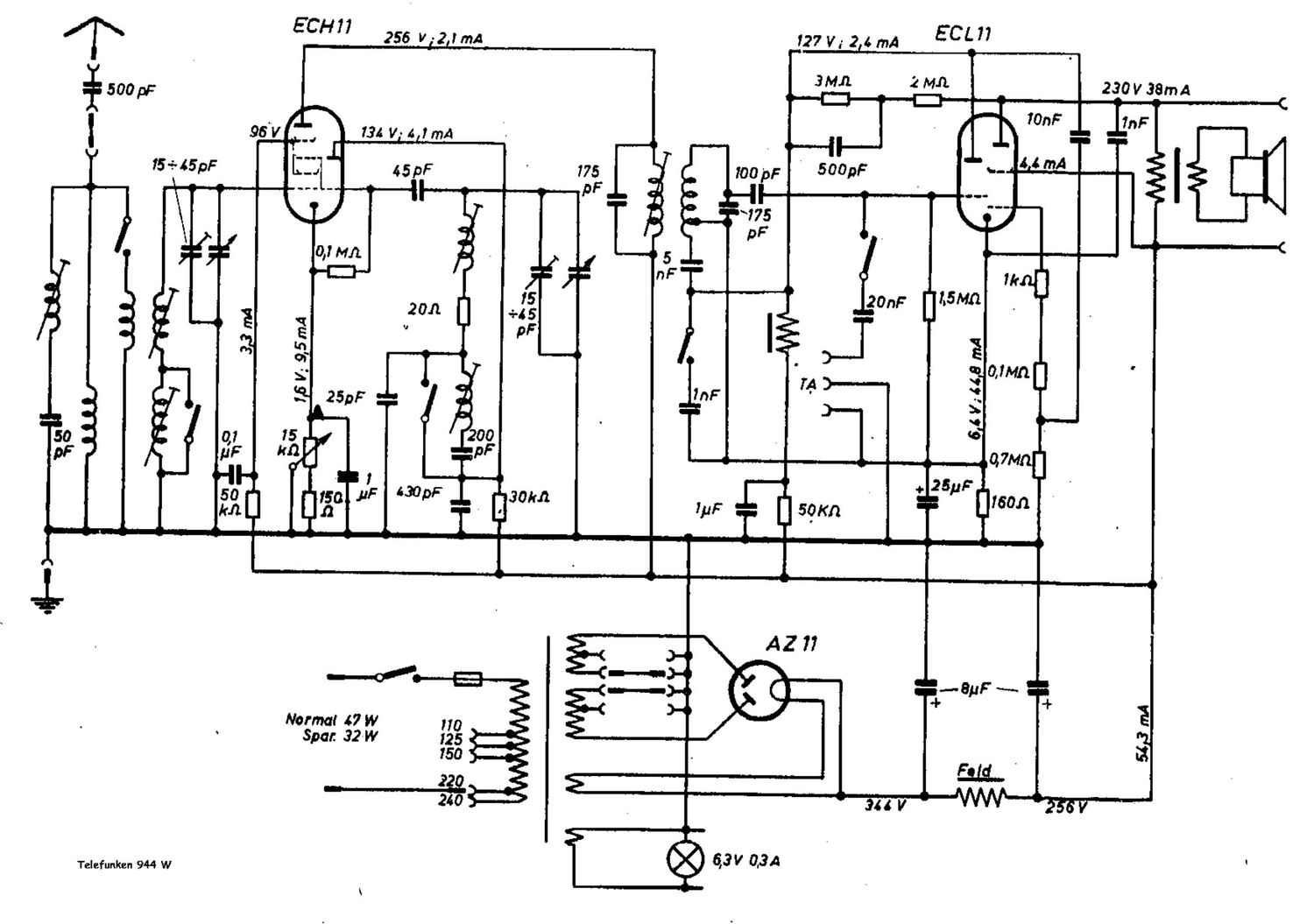 Telefunken 944 W Schematic