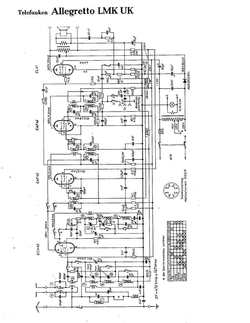 Telefunken Allegretto LMK UK Schematic