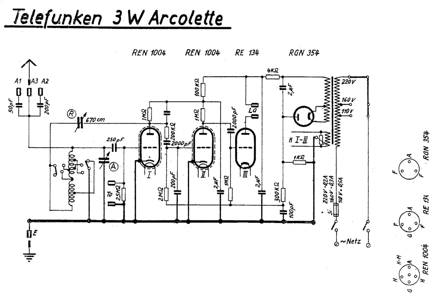 Telefunken Arcolette 3W Schematic