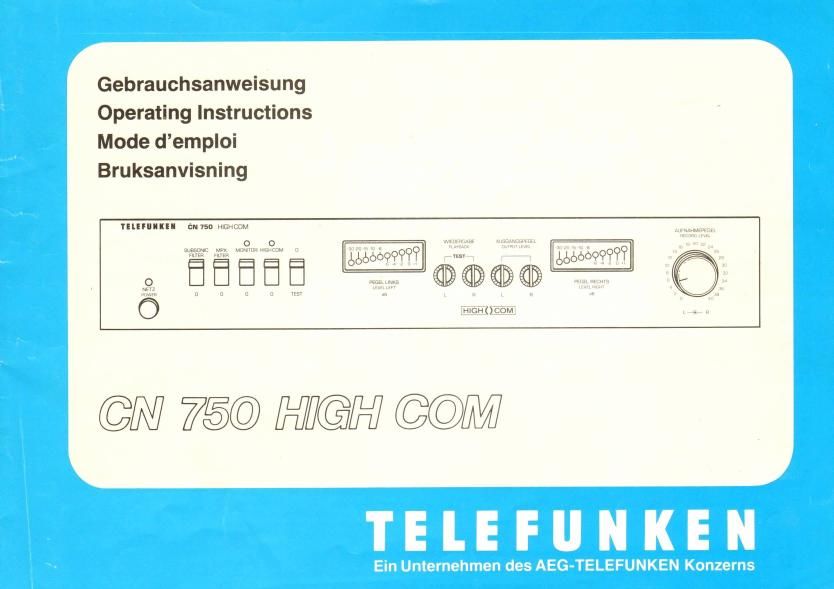 Telefunken CN 750 Owners Manual
