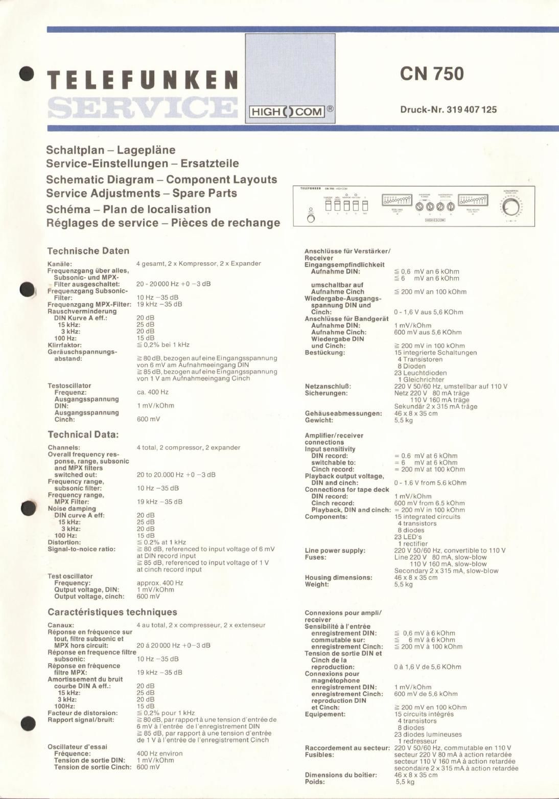 Telefunken CN 750 Service Manual