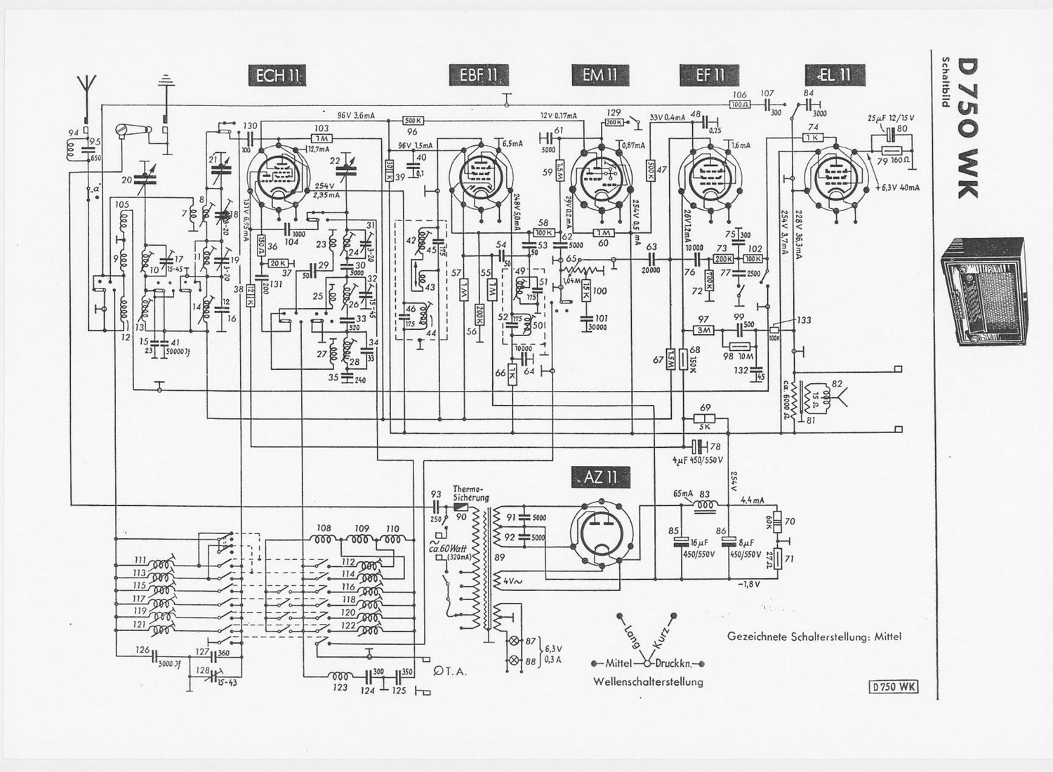 Telefunken D750 WK Schematic