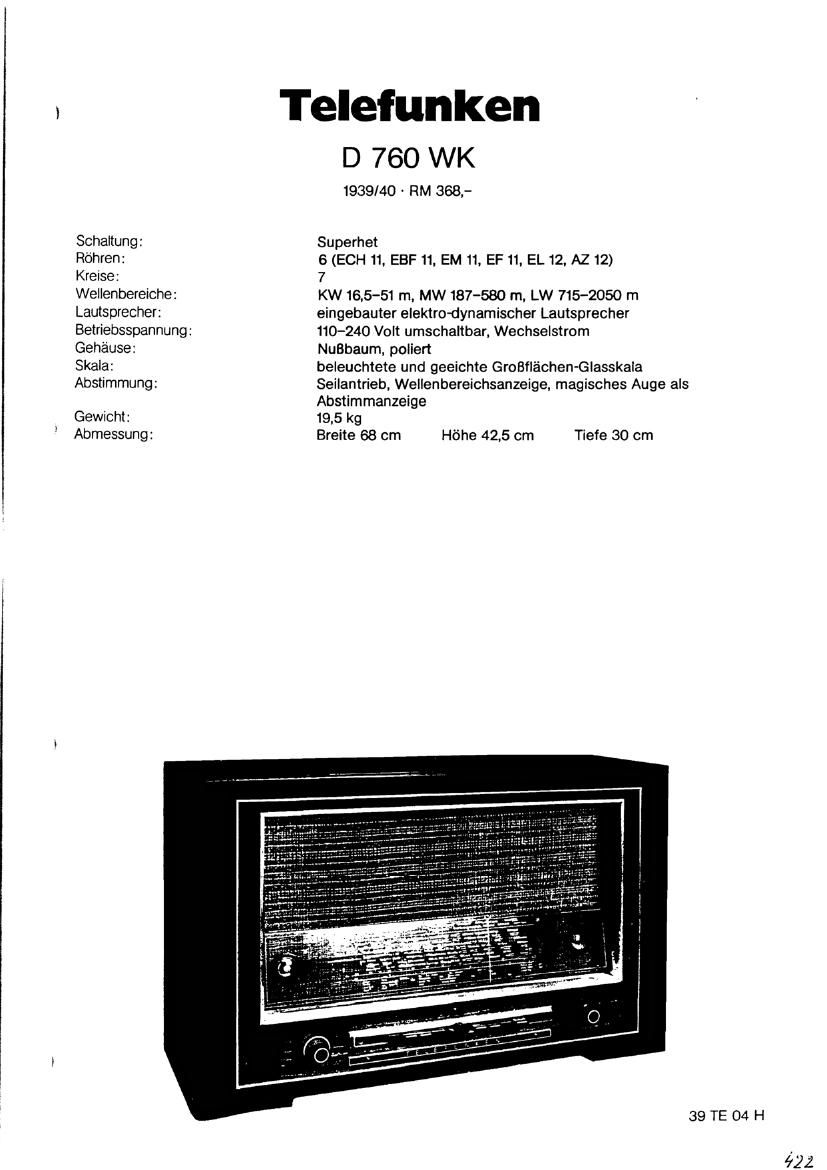 Telefunken D760 WK Schematic 3