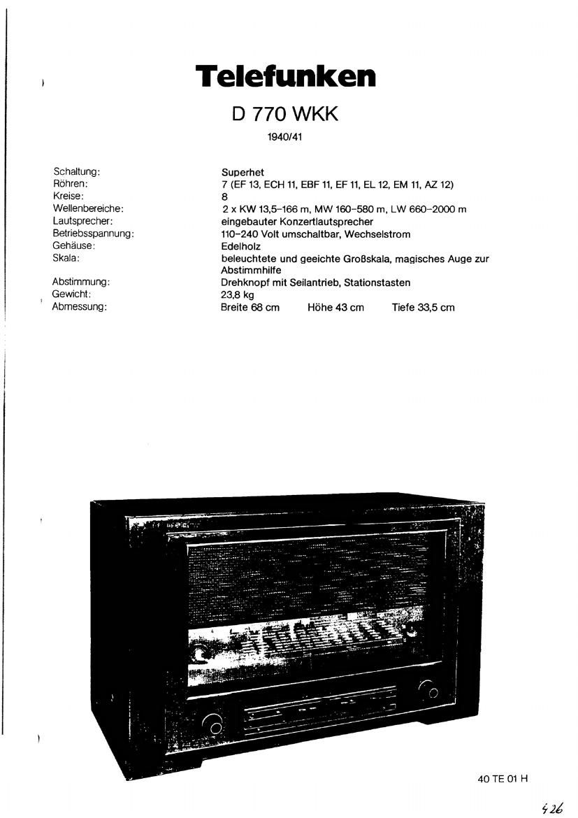 Telefunken D770 WKK Schematic 2