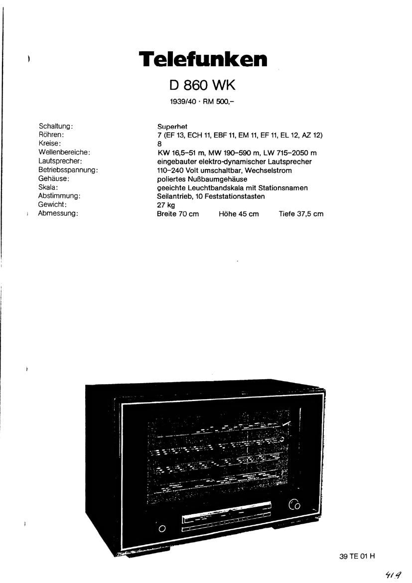 Telefunken D860 WK Schematic 3