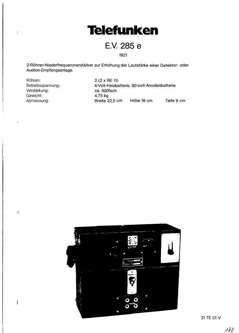 Telefunken EV 285E Schematic