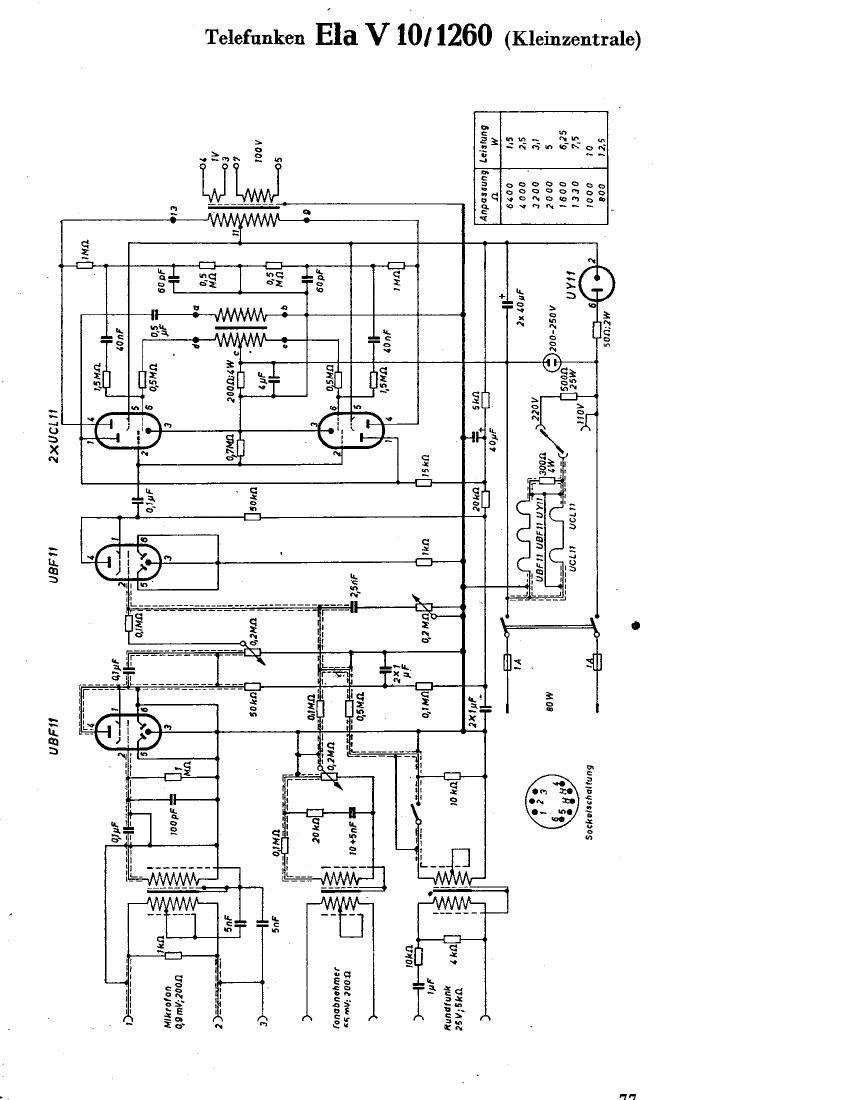 Telefunken Ela V10 1260 Schematic