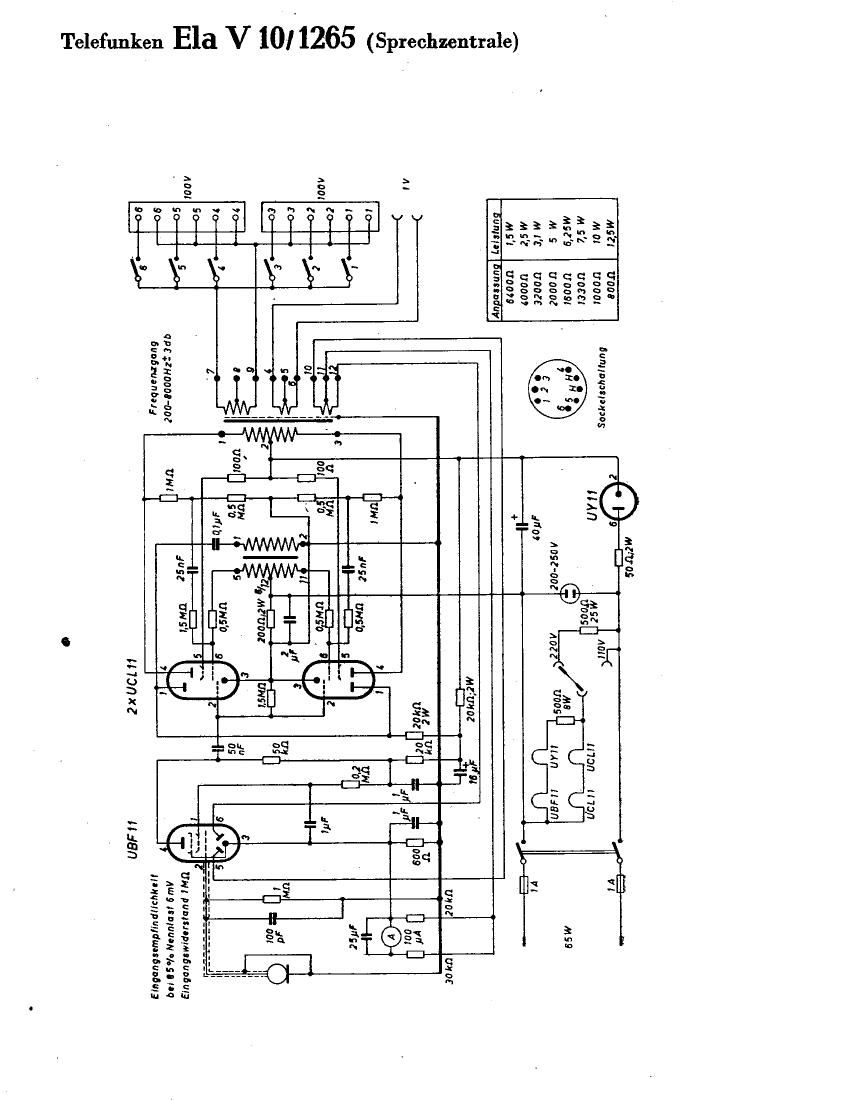 Telefunken Ela V10 1265 Schematic