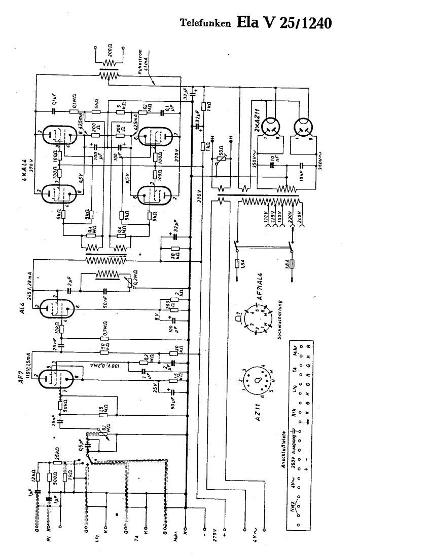 Telefunken Ela V25 1240 Schematic