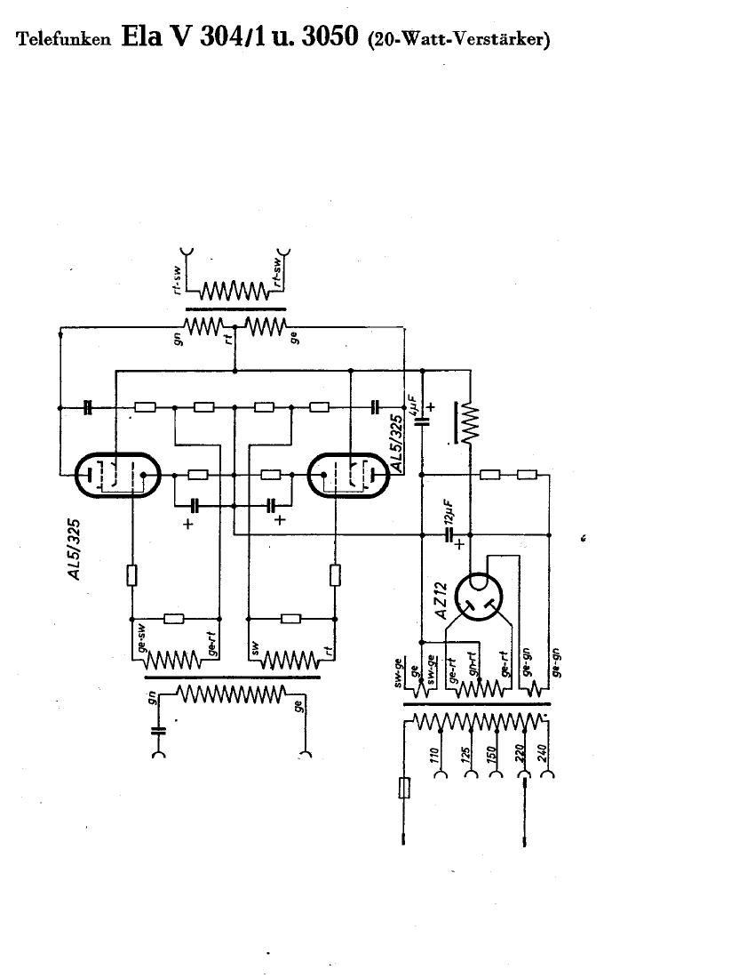 Telefunken Ela V304 1U3050 Schematic