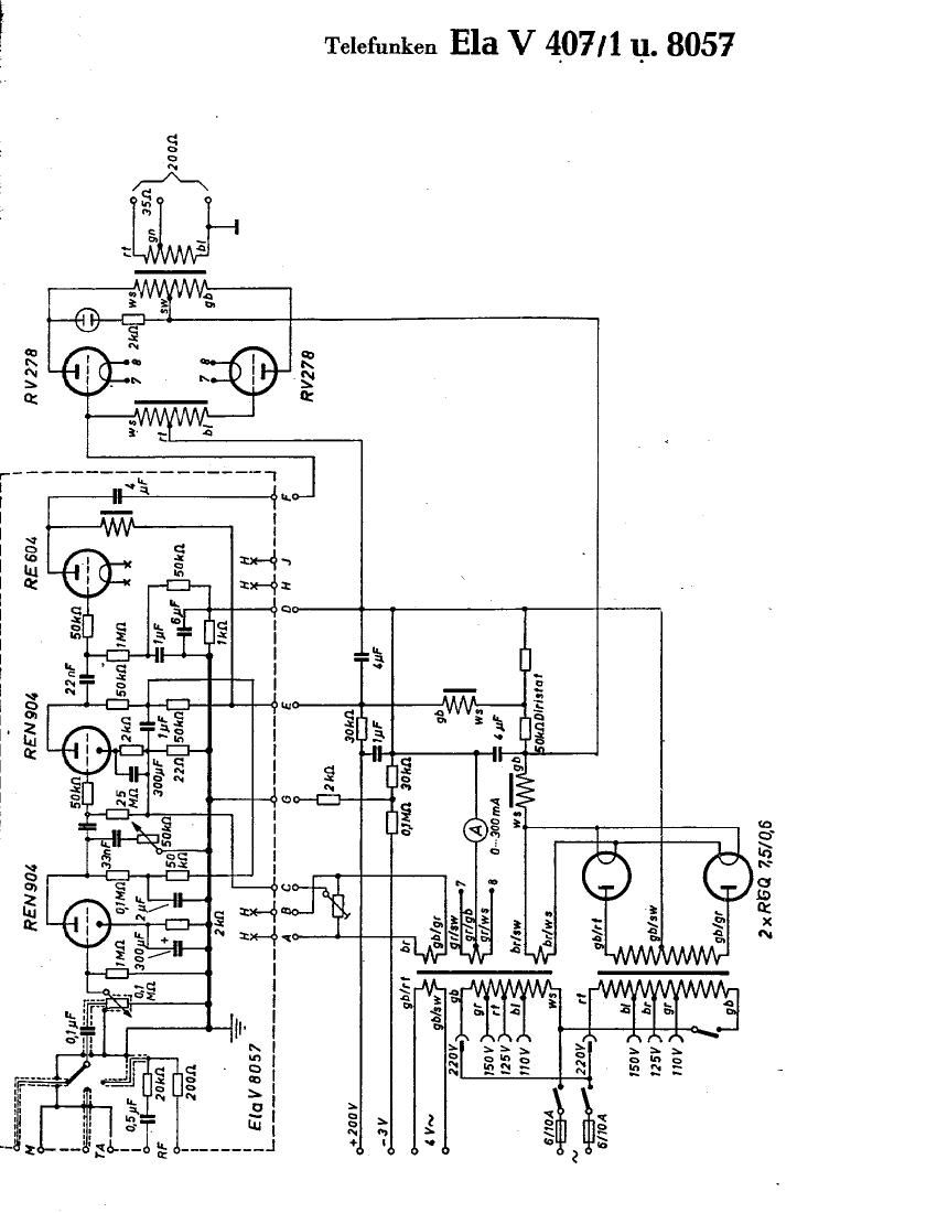 Telefunken Ela V407 1U8057 Schematic