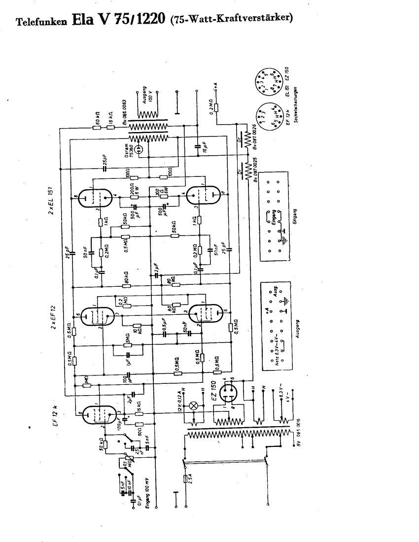 Telefunken Ela V75 1220 Schematic