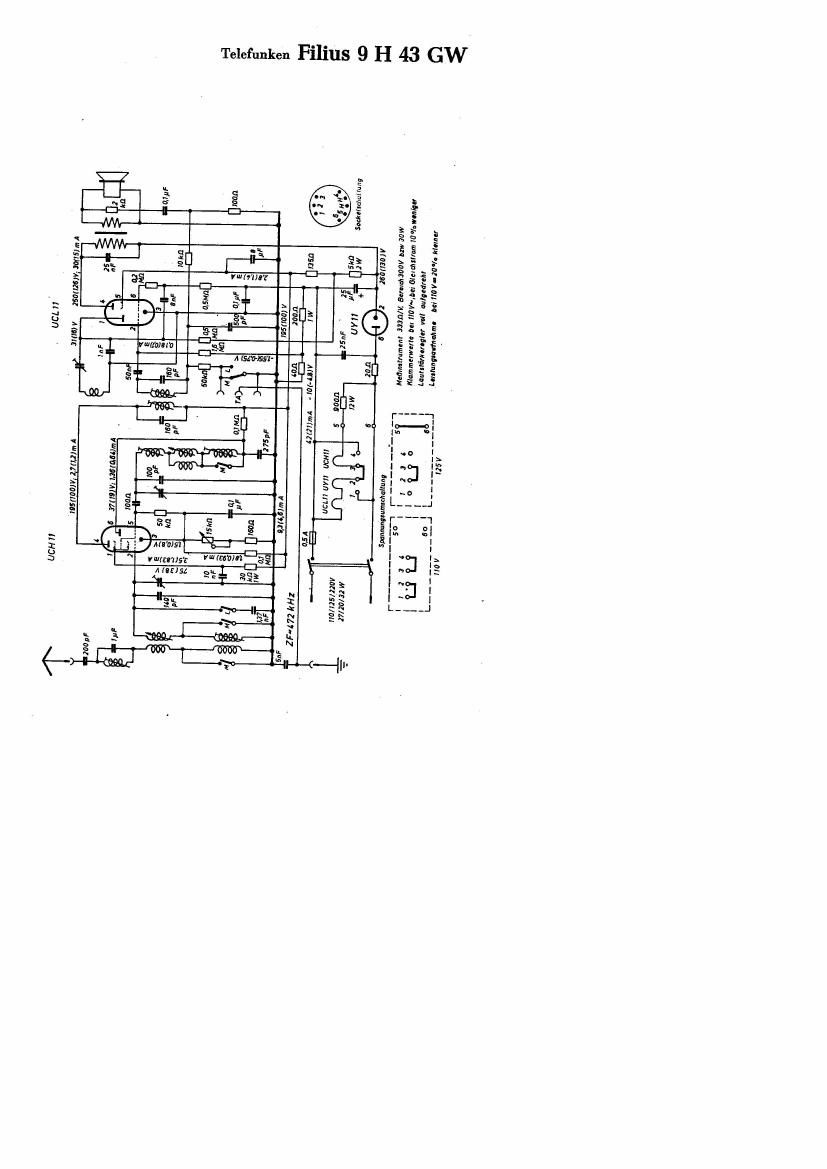 Telefunken Filius 9H43 GW Schematic