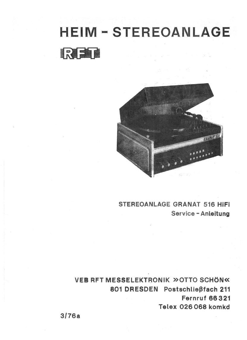 Telefunken Granat 516 Service Manual